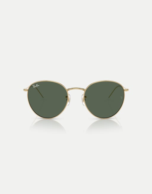 Ray-Ban - Phantos - Lunettes de soleil rondes en métal avec verres verts - Doré arista