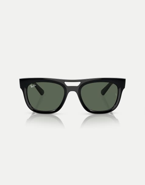 Ray-Ban Phil  square sunglasses with green lens in black - view 1