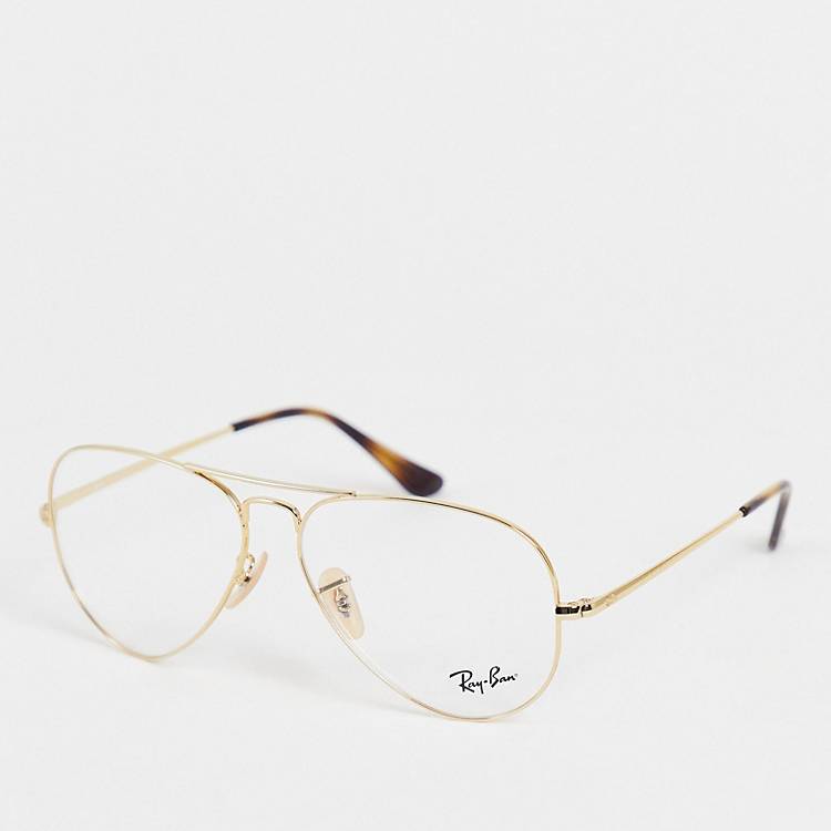 Begroeten Herhaald Uitsluiten Ray-Ban - Pilotenbril met doorzichtige glazen in goud | Cra-wallonieShops
