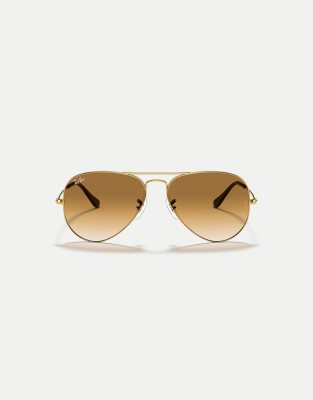 Ray-Ban - Pilotenbrille in Goldoptik mit braunen Gläsern mit Farbverlauf-Goldfarben