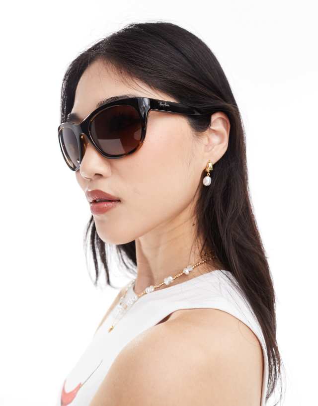 Ray-Ban - pointed round sunglasses in tortoishesell