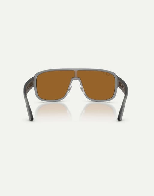 Ray-Ban quadratische polarisierte Sonnenbrille mit bronzefarbenen Gläsern in Grau, 2 von 4