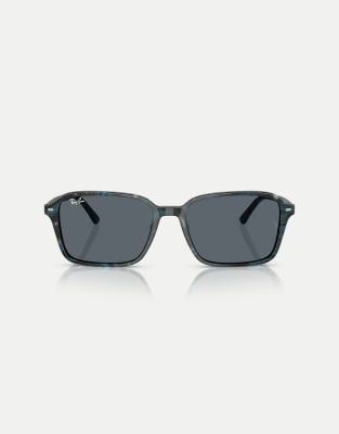 Ray-Ban - Raimond - Eckige Sonnenbrille in transparentem Fantasy-Blau und Grau mit blauen Gläsern