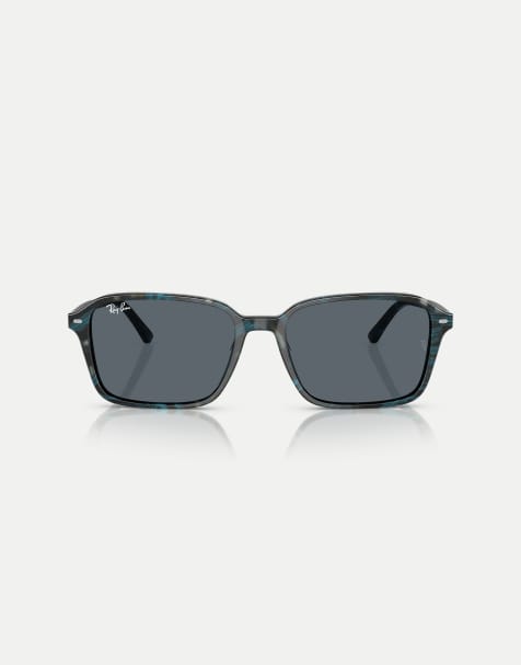 Ray-Ban – Raimond – Eckige Sonnenbrille in transparentem Fantasy-Blau und Grau mit blauen Gläsern - view 1