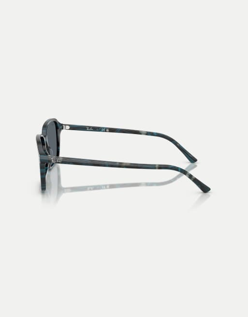 Ray-Ban – Raimond – Eckige Sonnenbrille in transparentem Fantasy-Blau und Grau mit blauen Gläsern, 3 von 3