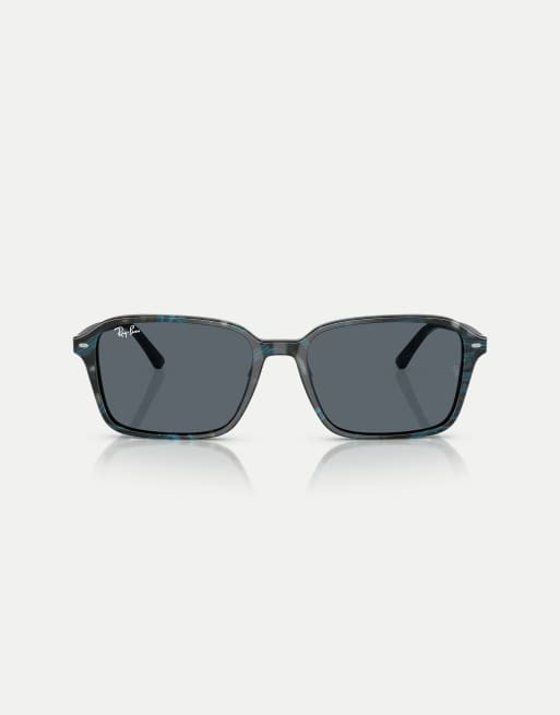 Ray-Ban - Raimond - Occhiali da sole squadrati color grigio e blu fantasia trasparente con lenti blu