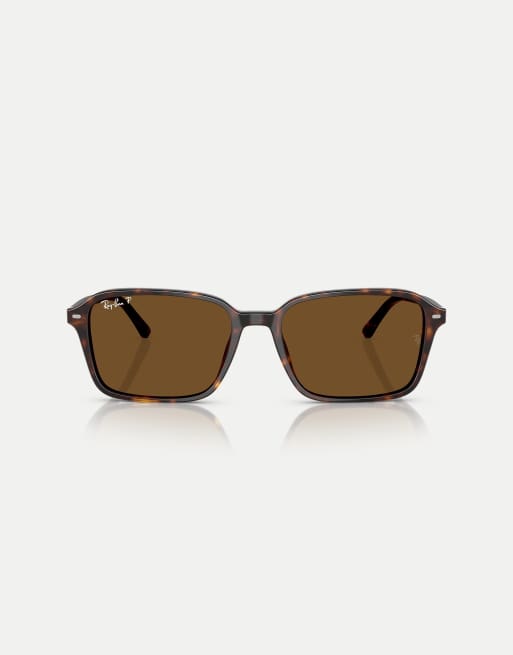 Ray-Ban Raimond square polarised sunglasses with brown lens in havana