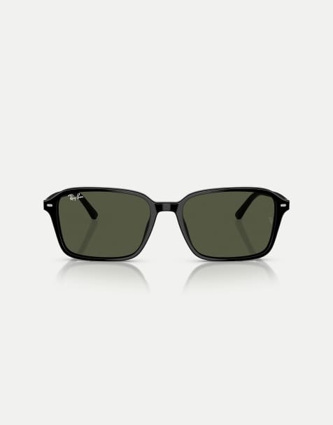 Ray-Ban Raimond square sunglasses with green lens in black - view 1