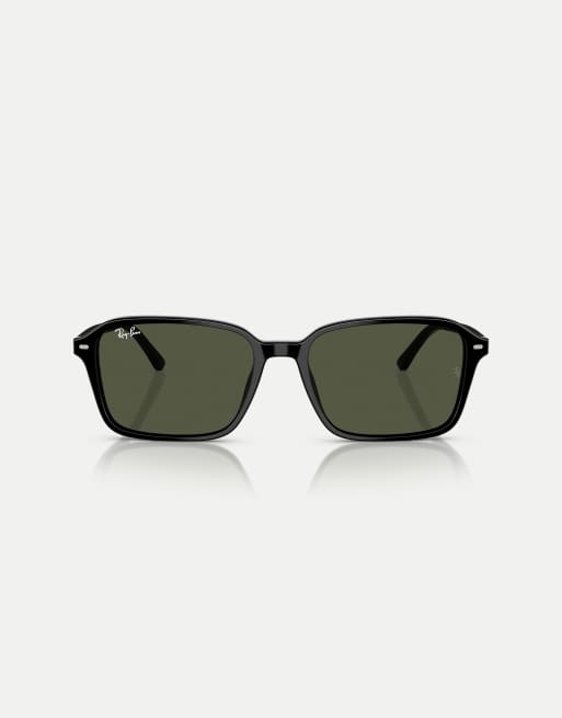 Ray-Ban Raimond square sunglasses with green lens in black