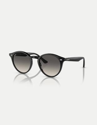 Ray-Ban Rb2180 round sunglasses with green lens in black