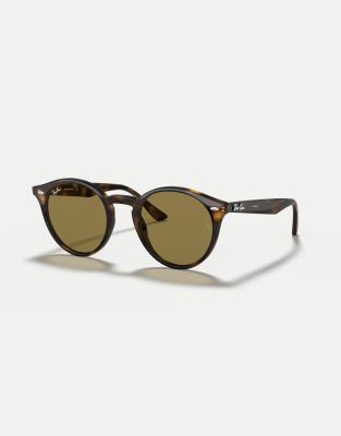 Ray-Ban - RB2180 - Runde Sonnenbrille in Schildpatt-Optik in hellerem Dunkelbraun mit grauen Gläsern-Brown