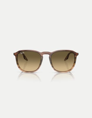 Ray-Ban - Rb2203 - Eckige, gestreifte Sonnenbrille in Braun und Grün mit braunen Gläsern