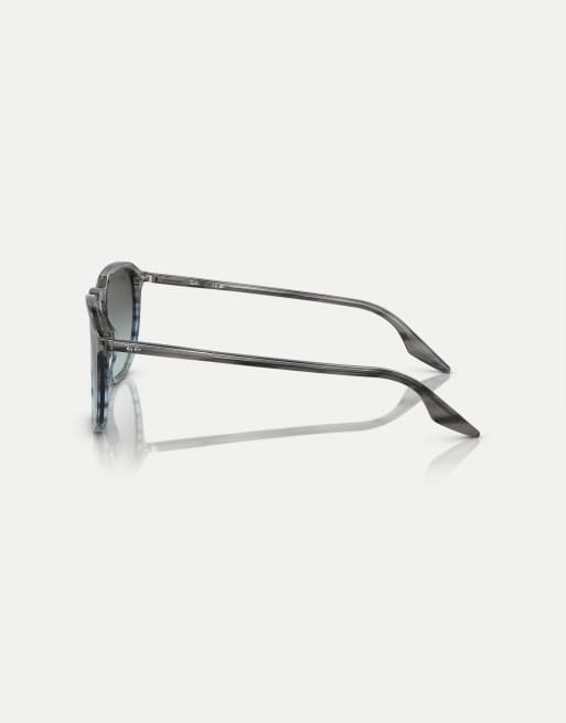 Ray-Ban – Rb2203 – Eckige, gestreifte Sonnenbrille in Grau und Blau mit blauen Gläsern, 3 von 3