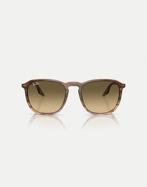 Ray-Ban Rb2203 square sunglasses with brown lens in striped brown & green - view 1
