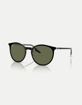 Ray-Ban - RB2204 - Phantos - Polarisierte Sonnenbrille in Schwarz mit Gläsern in Grün