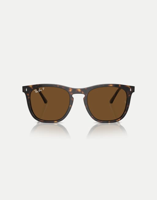 Ray-Ban – Rb2210 – Eckige, polarisierte Sonnenbrille in Havana mit braunen Gläsern, 2 von 3