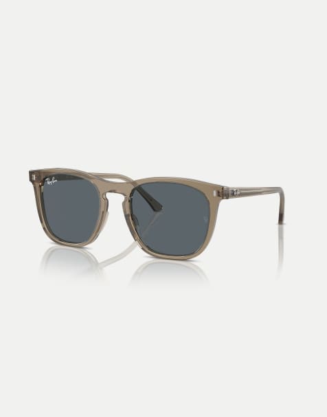 Ray-Ban Rb2210 square sunglasses with blue lens in transparent brown