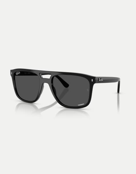 Ray-Ban Rb2213ch chromance square polarised sunglasses with grey lens in black - view 1