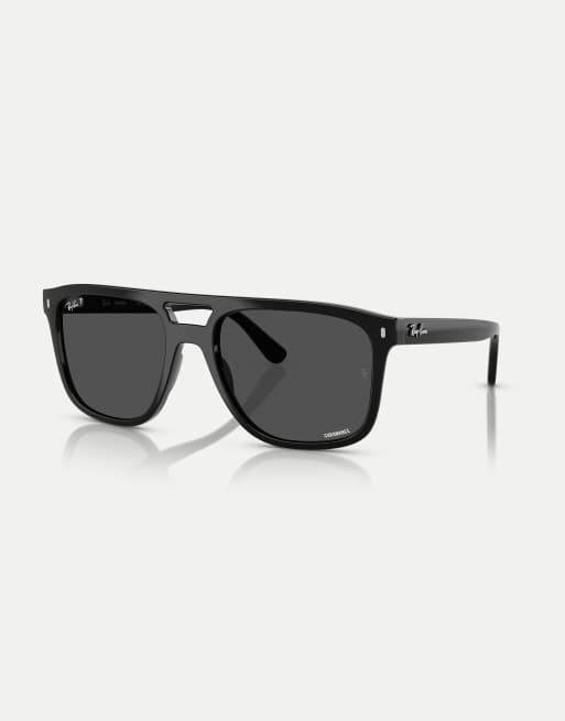 Ray-Ban Rb2213ch chromance square polarised sunglasses with grey lens in black