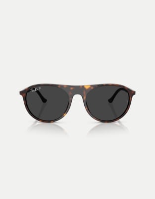 Ray-Ban - Rb2215 - Eckige, polarisierte Sonnenbrille in Havana mit schwarzen Gläsern-Braun