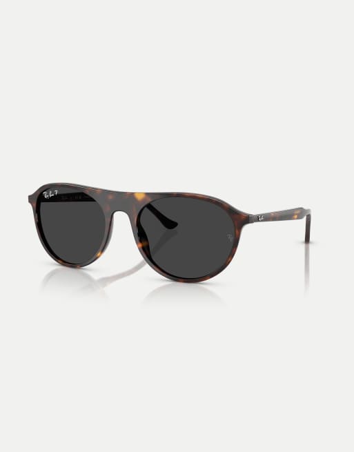 Ray-Ban – Rb2215 – Eckige, polarisierte Sonnenbrille in Havana mit schwarzen Gläsern, 2 von 3