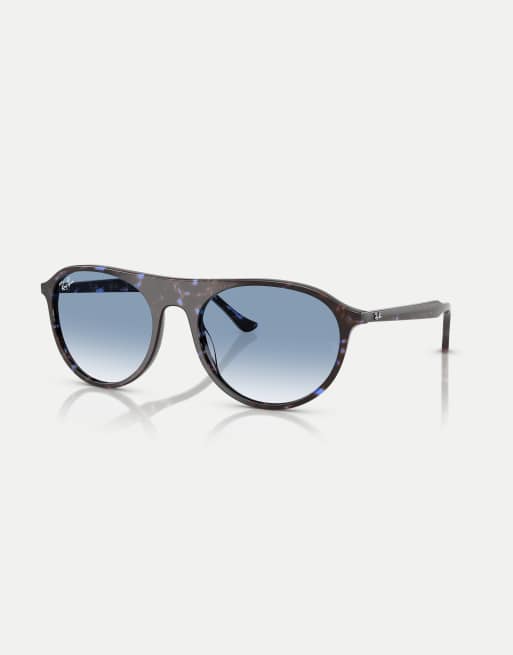Ray-Ban – Rb2215 – Eckige Sonnenbrille in Havanna-Schildpatt-Blau mit blauen Gläsern, 2 von 3