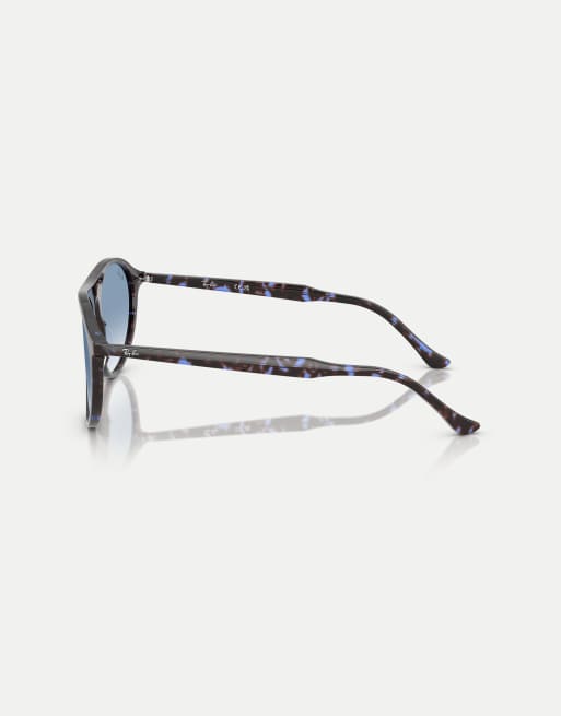Ray-Ban – Rb2215 – Eckige Sonnenbrille in Havanna-Schildpatt-Blau mit blauen Gläsern, 3 von 3