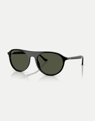 Ray-Ban - Rb2215 - Eckige Sonnenbrille in Schwarz mit grünen Gläsern