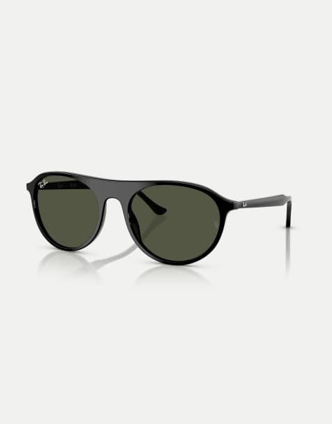 Ray-Ban - RB2215 - Occhiali da sole squadrati neri con lenti verdi - view 1