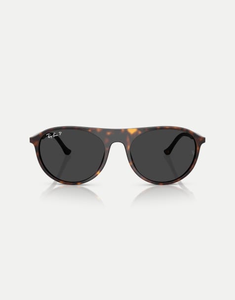 Ray-Ban Rb2215 square polarised sunglasses with black lens in havana - view 1