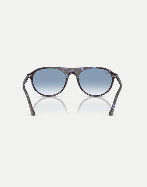 Ray-Ban Rb2215 square sunglasses with blue lens in havana blue turtle, 2 of 4