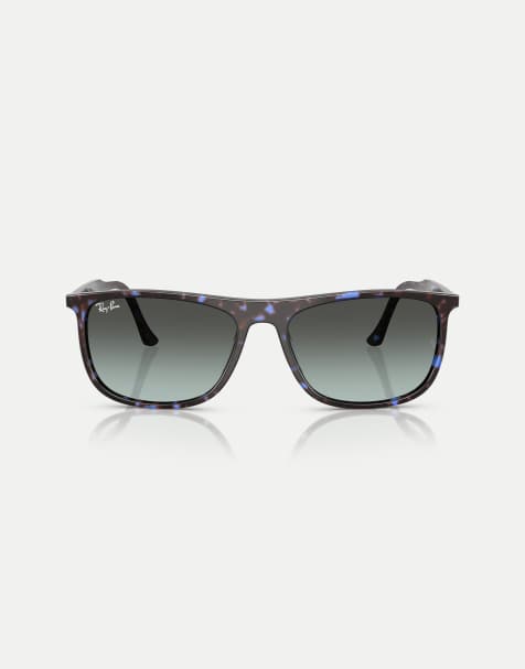 Ray-Ban - RB2216 - Occhiali da sole rettangolari blu Havana tartarugati con lenti blu - view 1