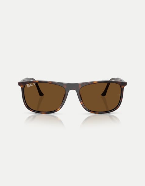 Ray-Ban – Rb2216 – Rechtckige, polarisierte Sonnenbrille in Havana mit braunen Gläsern - view 1