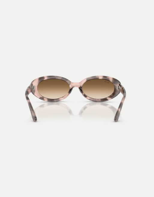 Ray-Ban – Rb2223 – Ovale Sonnenbrille in Opalrosa-Havana mit braunen Gläsern, 3 von 4