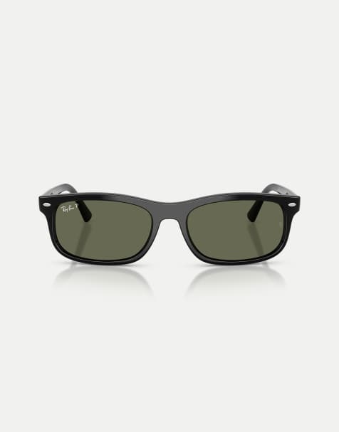Ray-Ban - RB2224 - Occhiali da sole polarizzati rettangolari neri con lenti verdi - view 1
