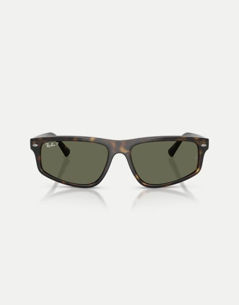 Ray-Ban Rb2225 irregular polarised sunglasses with green lens in havana - view 1
