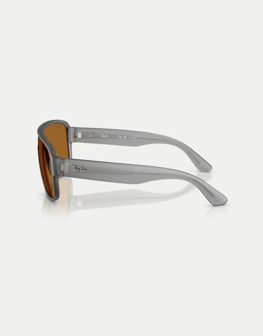 Ray-Ban Rb2229 lunettes de soleil carrées polarisées à verres bronze, gris, 4 de 4