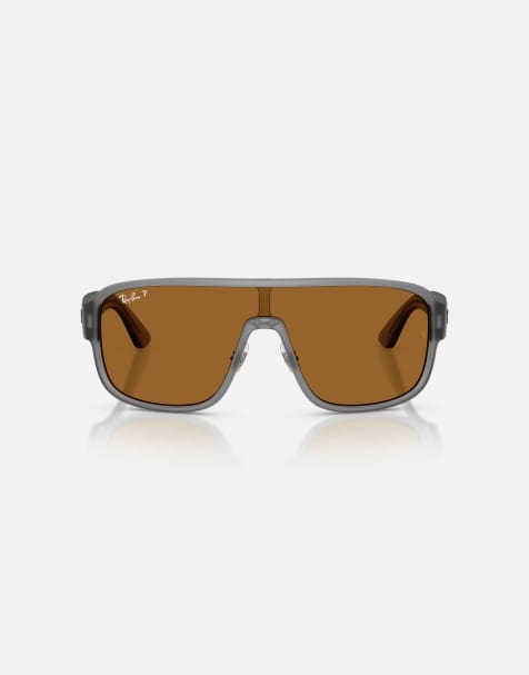 Ray-Ban Rb2229 polarized s lenses square polarised sunglasses with bronze lens in grey - view 1