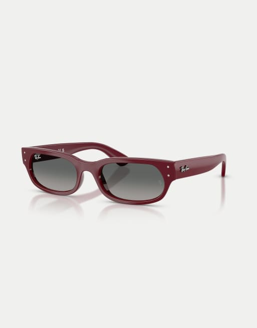 Ray-Ban Rb2236 gafas de sol irregulares con lente gris en burdeos, 3 de 4
