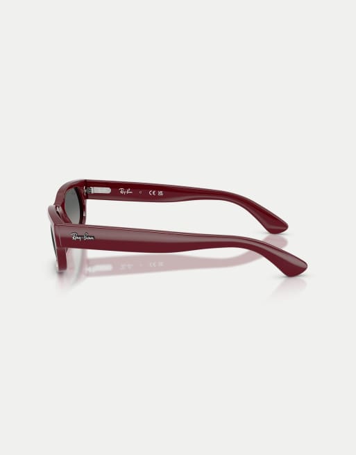 Ray-Ban Rb2236 gafas de sol irregulares con lente gris en burdeos, 4 de 4