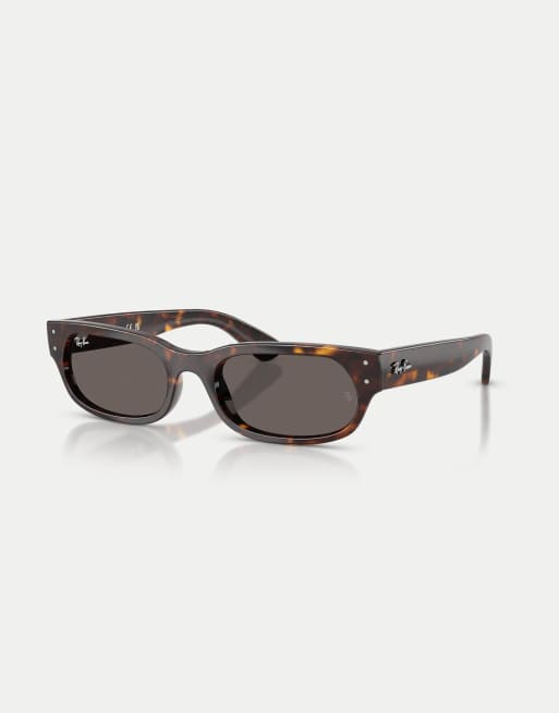 Ray-Ban Rb2236 lunettes de soleil de forme irrégulière avec verres gris, havane, 3 de 4
