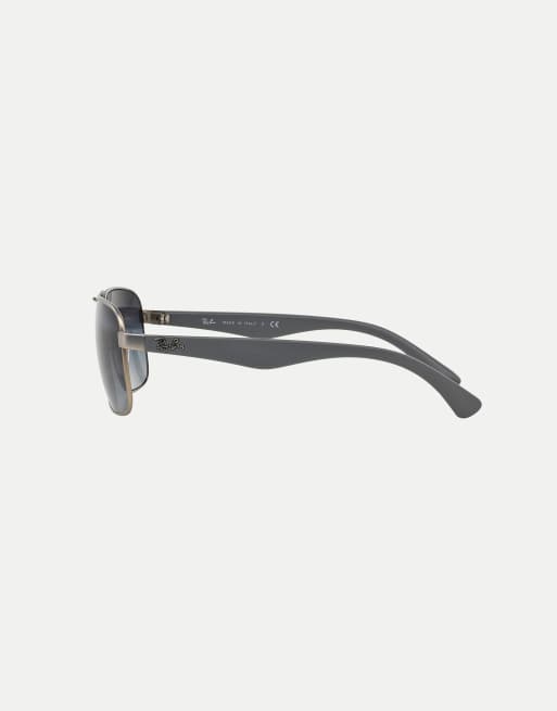 Ray-Ban - Rb3516 - Occhiali da sole squadrati color argento opaco con lenti grigie, 3 di 3