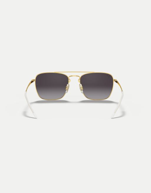 Ray Ban Rb3588 Occhiali da sole squadrati neri e oro con lenti grigie ASOS