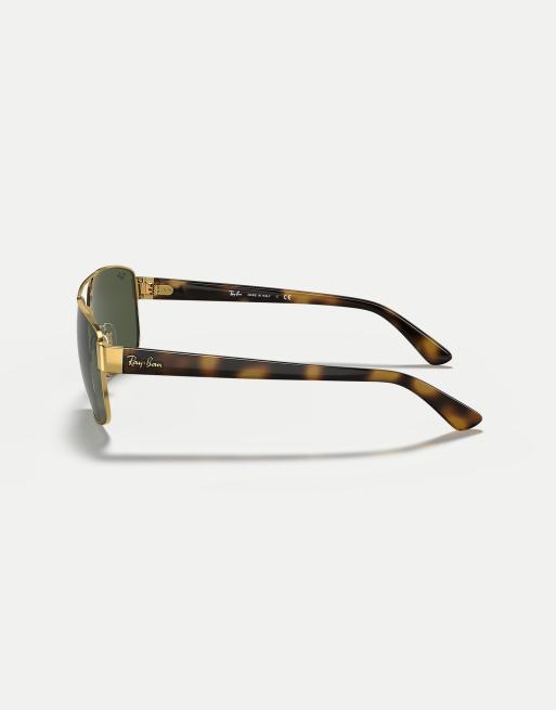 Ray-Ban – RB3663 – Unregelmäßige Sonnenbrille in Gold mit Gläsern in Grün, 2 von 4