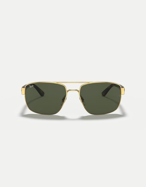 Ray-Ban – RB3663 – Unregelmäßige Sonnenbrille in Gold mit Gläsern in Grün, 3 von 4