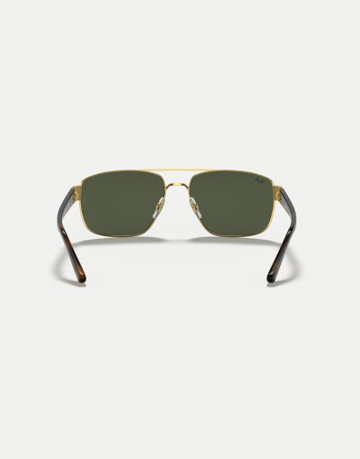 Ray-Ban – RB3663 – Unregelmäßige Sonnenbrille in Gold mit Gläsern in Grün, 4 von 4