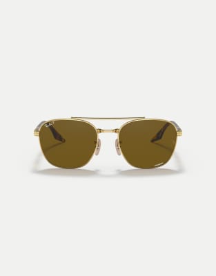 Ray-Ban - Rb3688 - Eckige, polarisierte Sonnenbrille in Arista-Gold mit braunen Gläsern-Goldfarben