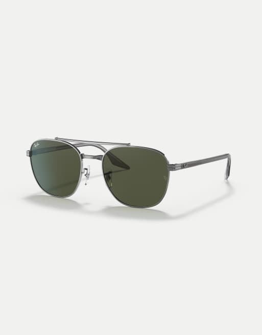 Ray-Ban Rb3688 square sunglasses with green lens in gunmetal | ASOS