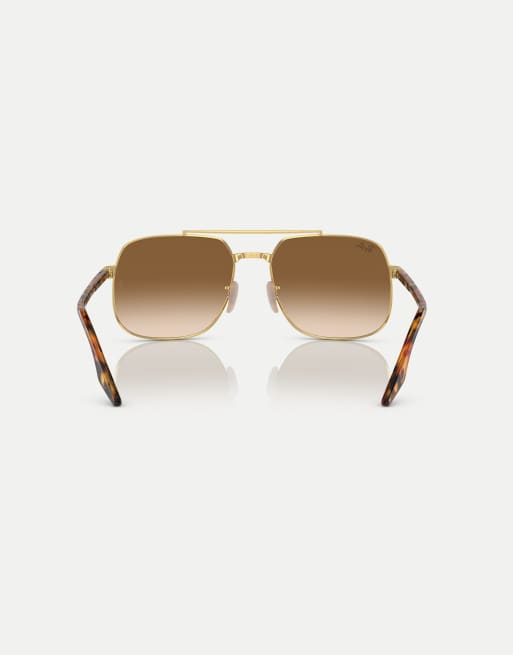 Ray-Ban – Rb3699 – Eckige Sonnenbrille in Arista-Gold mit braunen Gläsern, 2 von 3
