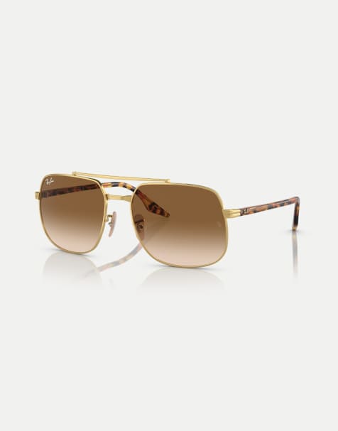 Ray-Ban Rb3699 square sunglasses with brown lens in arista gold